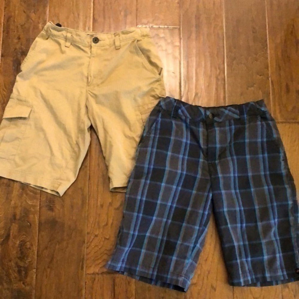 Tony Hawk set of two shorts - khaki cargo / plaid skater shorts 12